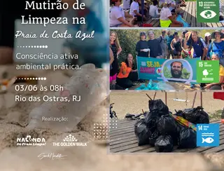Rio das Ostras: Mutirão de Limpeza na Praia de Costazul, neste sábado (3)
